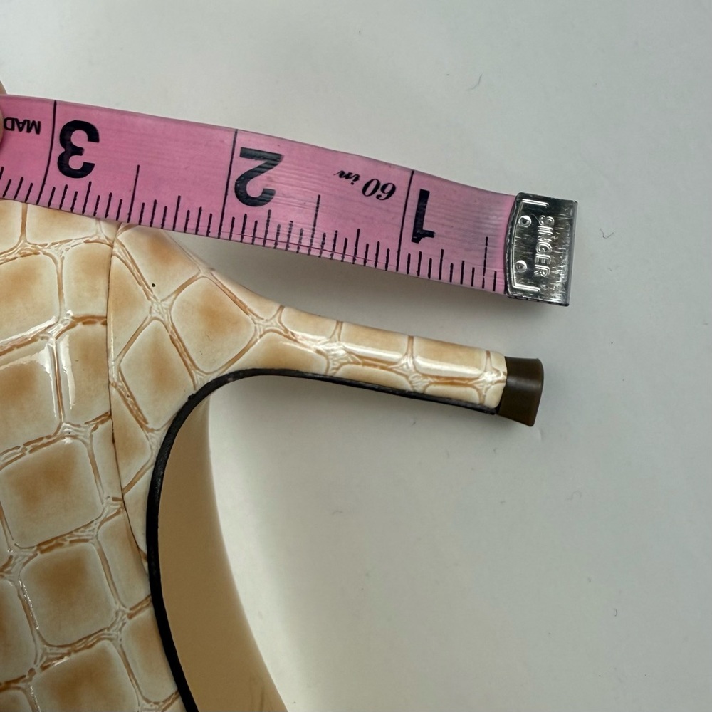 Nina Parchment Croc Heels Womens 8M Beige Pointed Toe - Picture 9 of 12